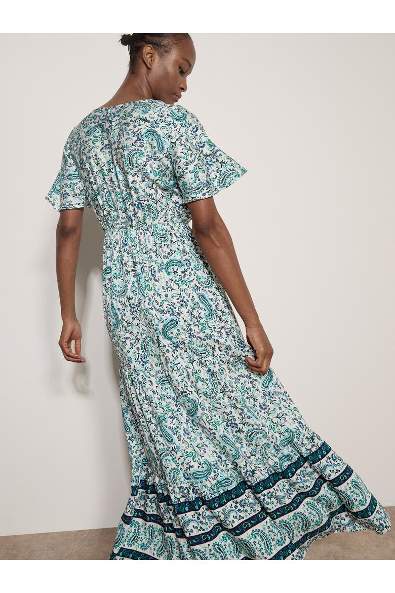 Paisley Border Angel Sleeve Dress