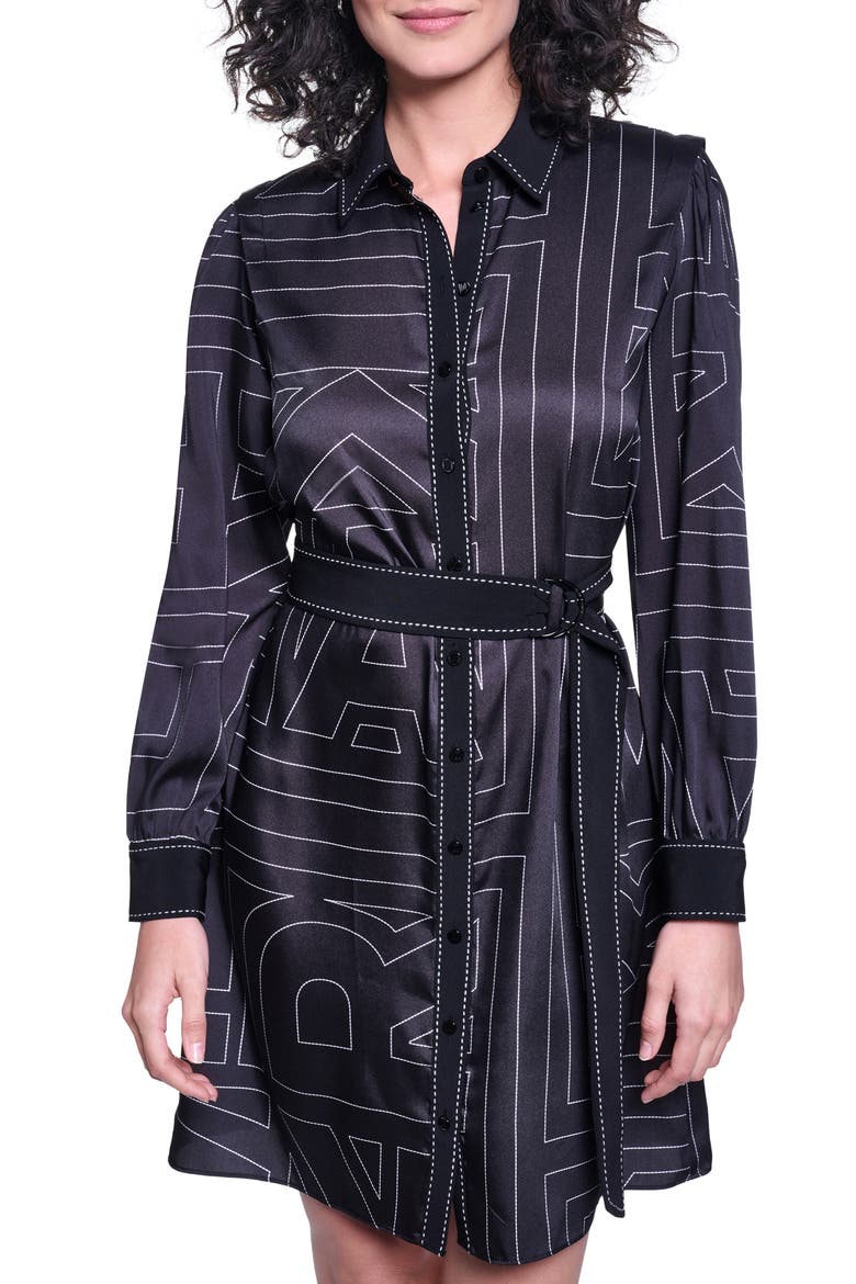 Printed Silky Crepe Long Sleeve Shirtdress