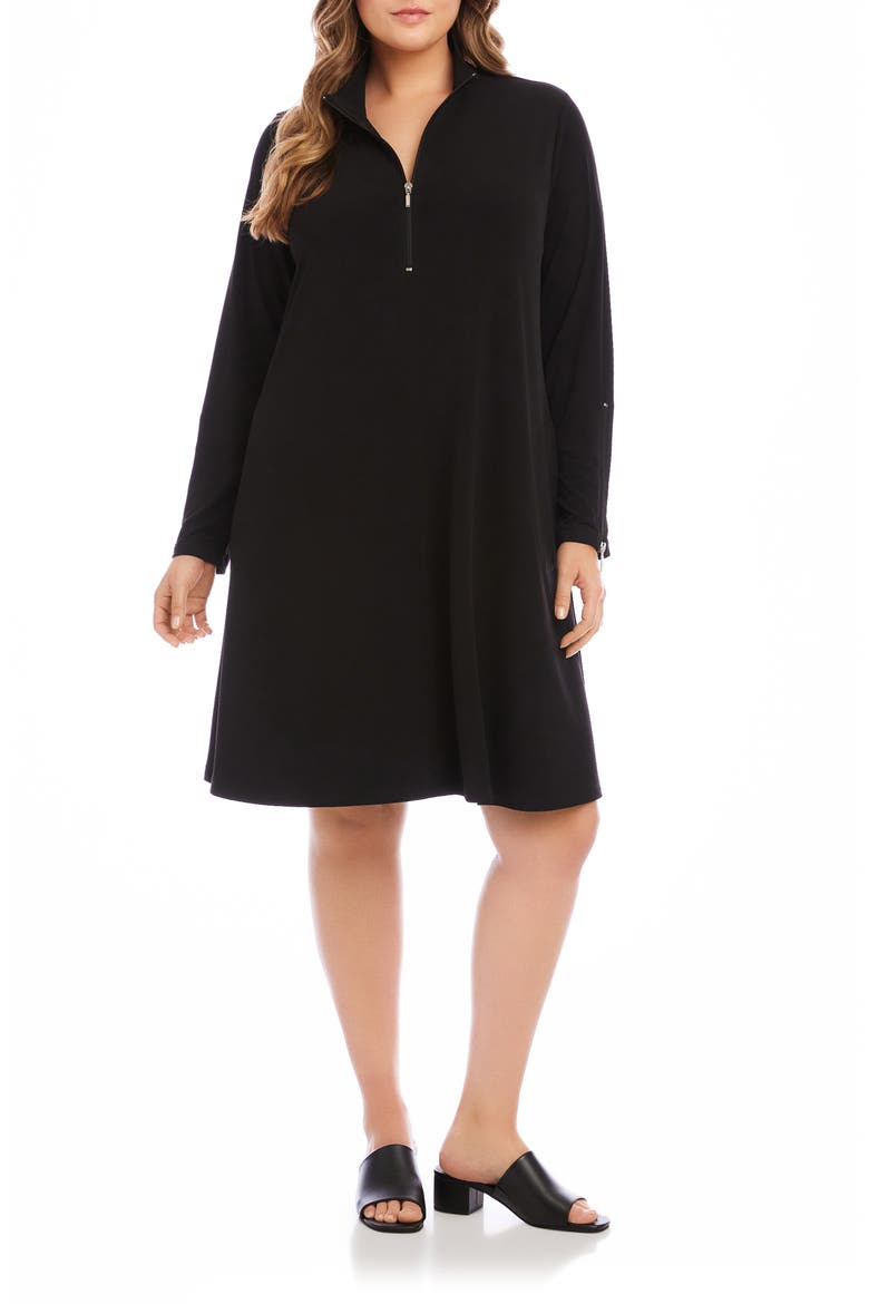 Half Zip Long Sleeve Travel Jersey Dress