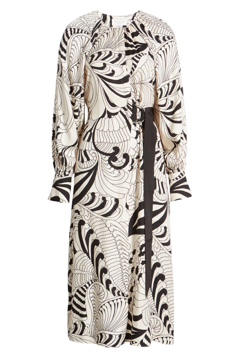 Emmieeh Belt Detail Long Sleeve Midi Dress