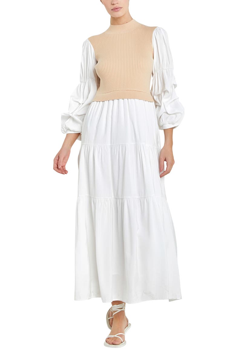 Layered Mixed Media Maxi Dress