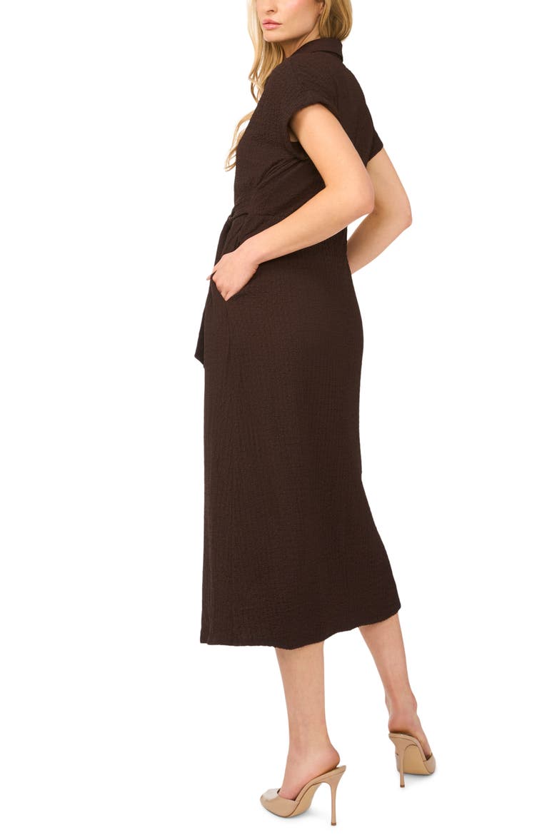 Tie Belt Textured Midi Dress