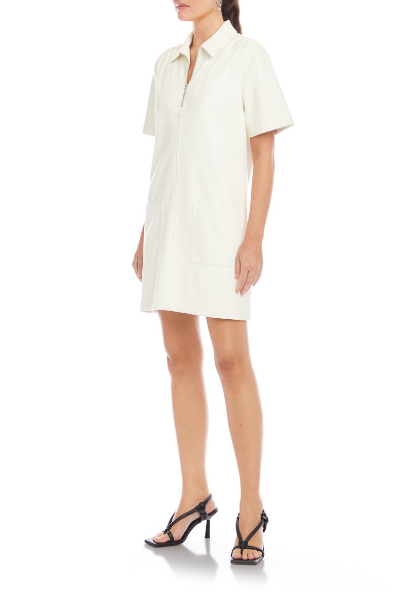 Sarah Faux Leather Half Zip Shift Dress
