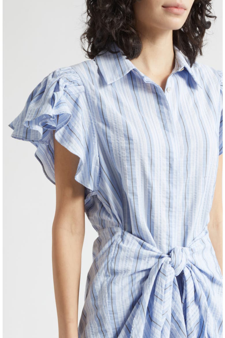 Charmine Stripe Tie Waist Mini Shirtdress