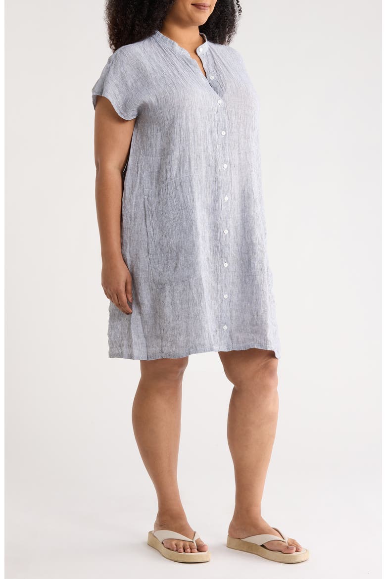 Mandarin Collar Organic Linen Shirtdress
