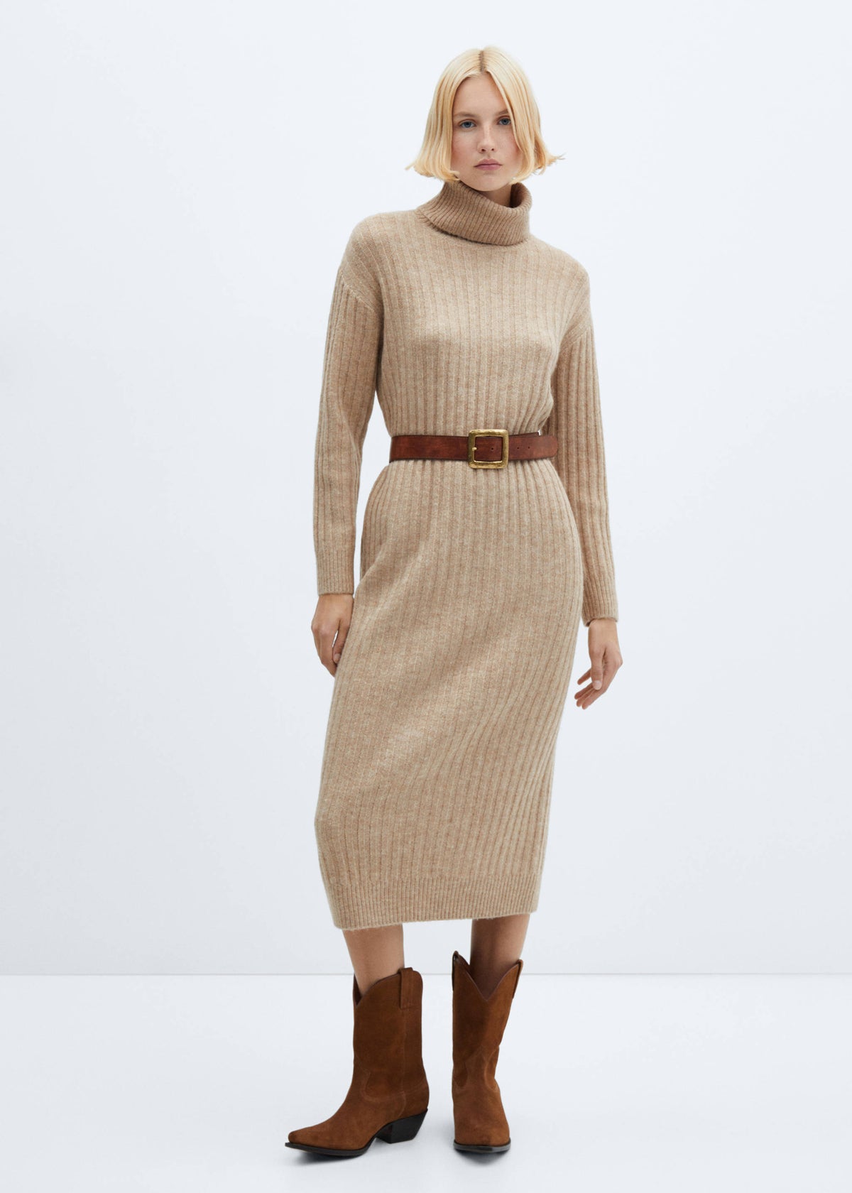 Ribbed turtleneck dress