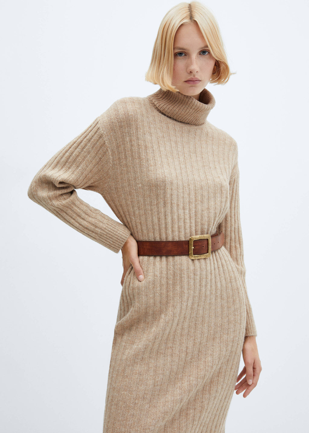 Ribbed turtleneck dress