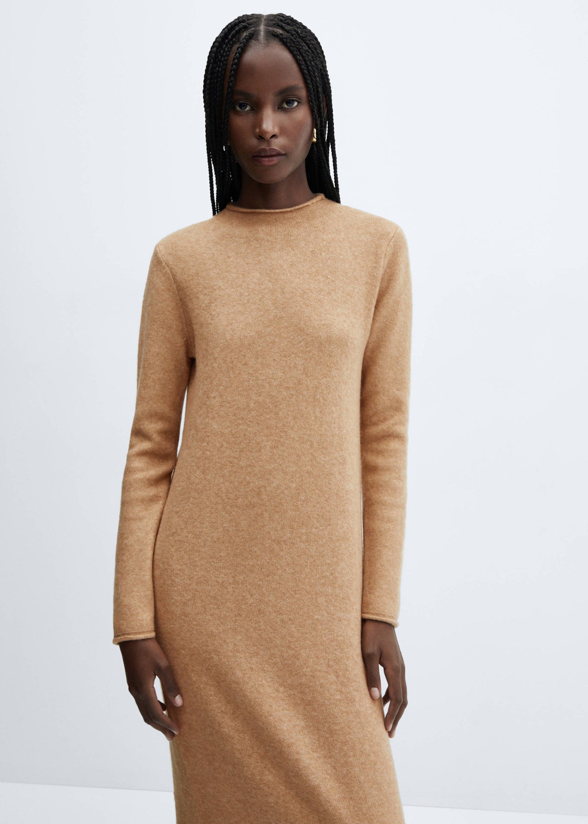 Perkins-neck knitted dress
