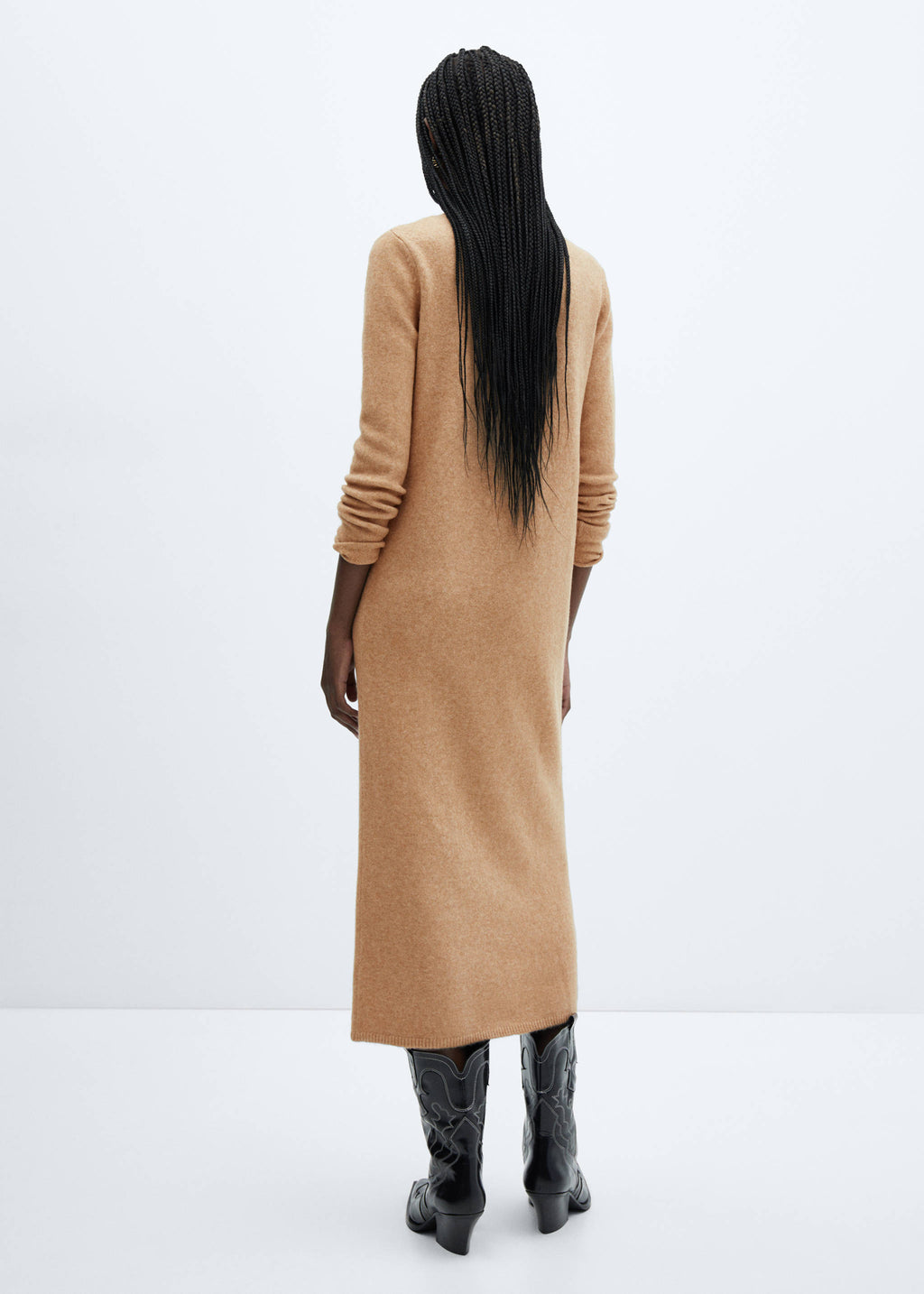 Perkins-neck knitted dress