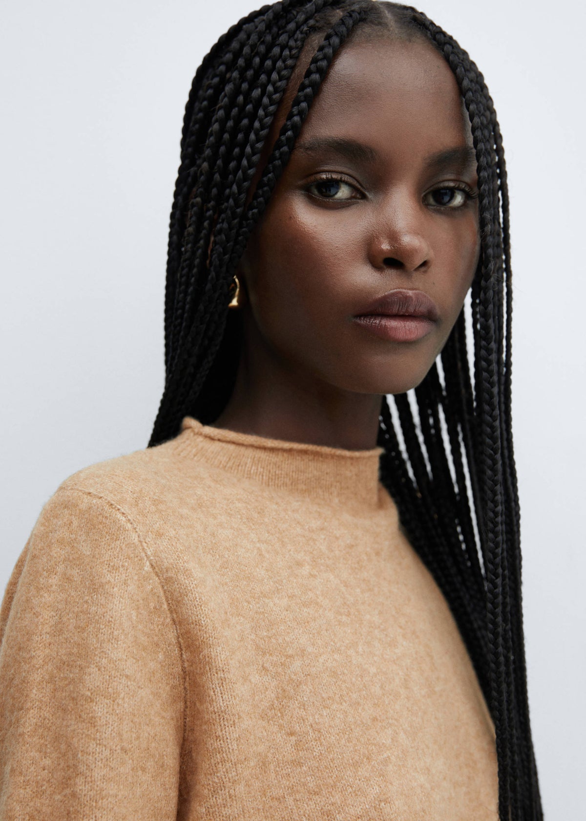 Perkins-neck knitted dress