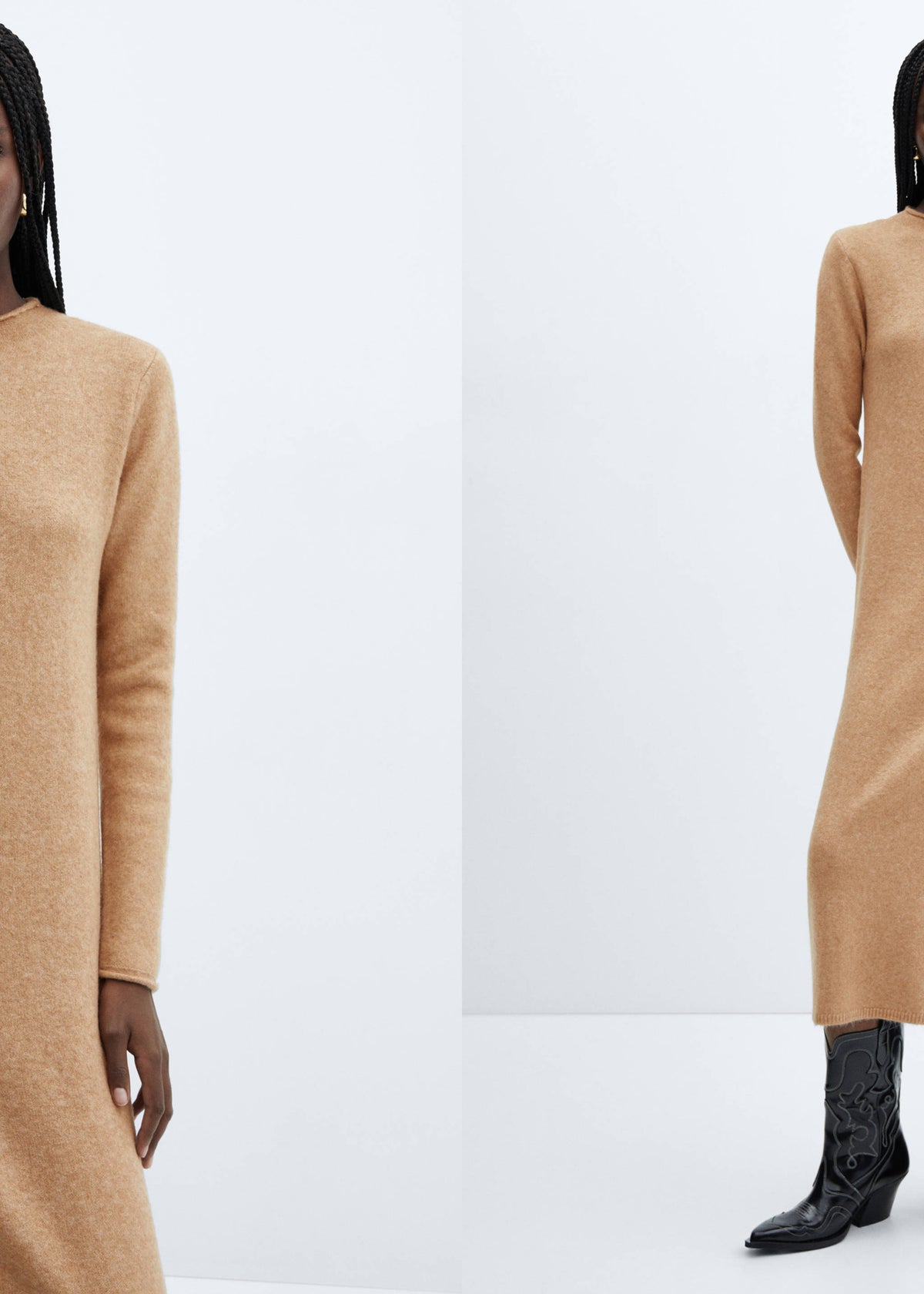 Perkins-neck knitted dress