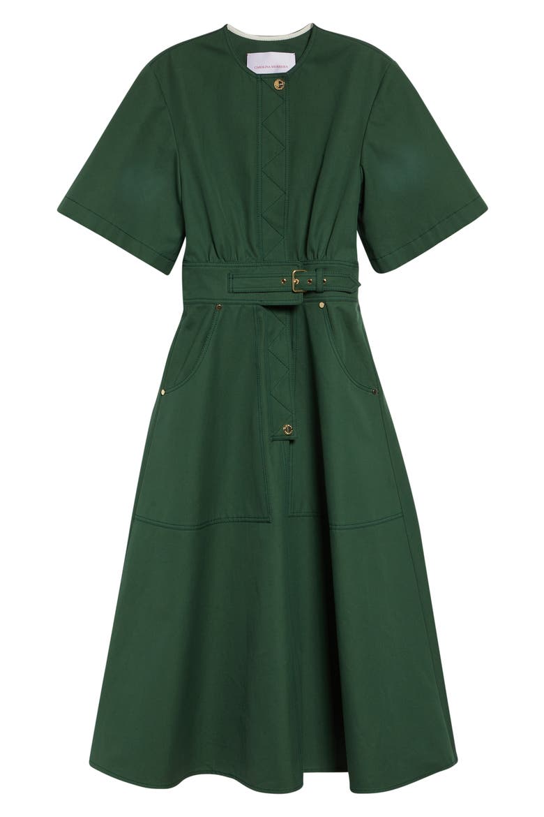 Cotton Gabardine A-Line Midi Dress