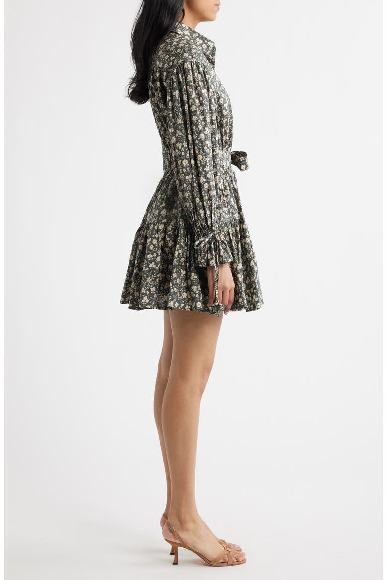 Floral Print Long Sleeve Cotton Shirtdress