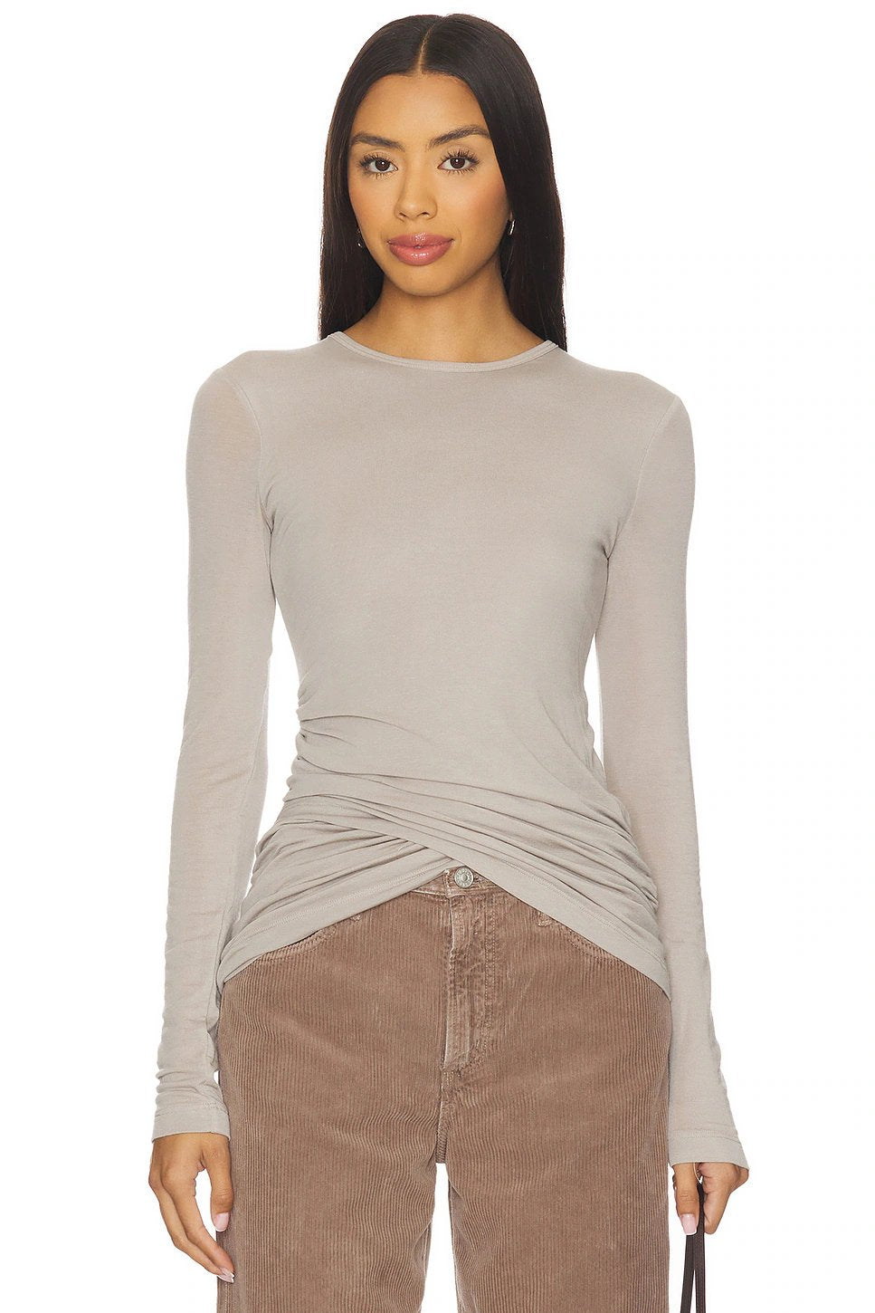 AGOLDE Eve Twist Tee in Dolphin - Image 1