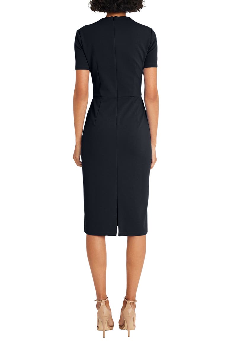 Twist Neck Midi Sheath Dress
