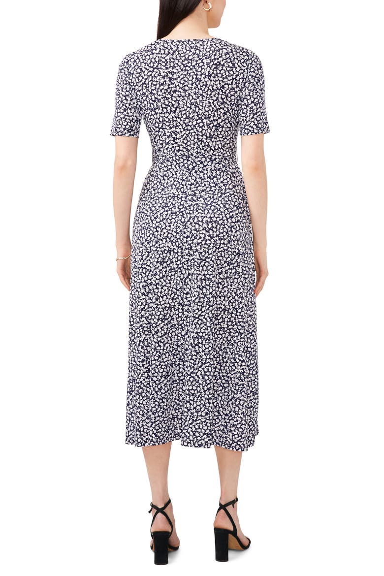 Floral Belted V-Neck Midi Dress