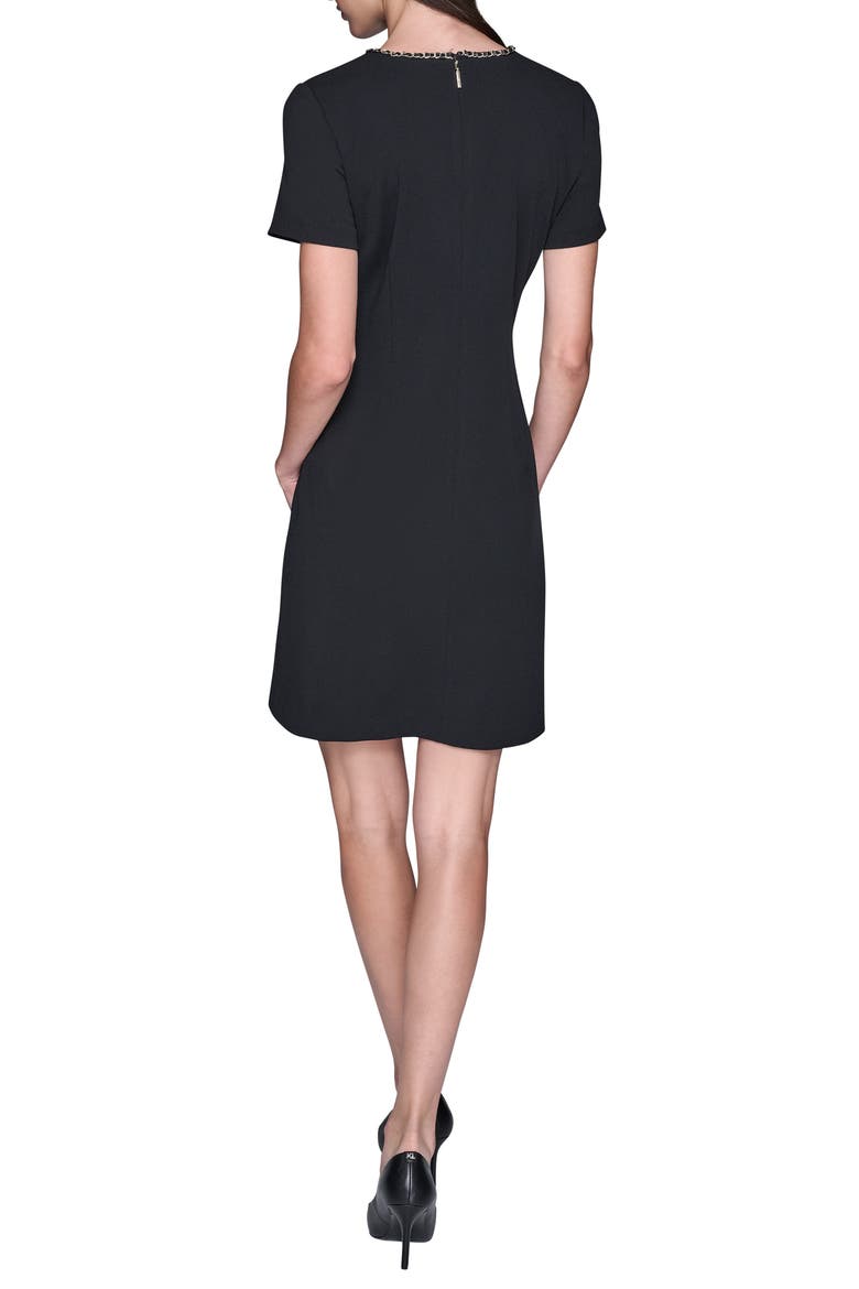 Chain Embellished Scuba Crepe Sheath Dress