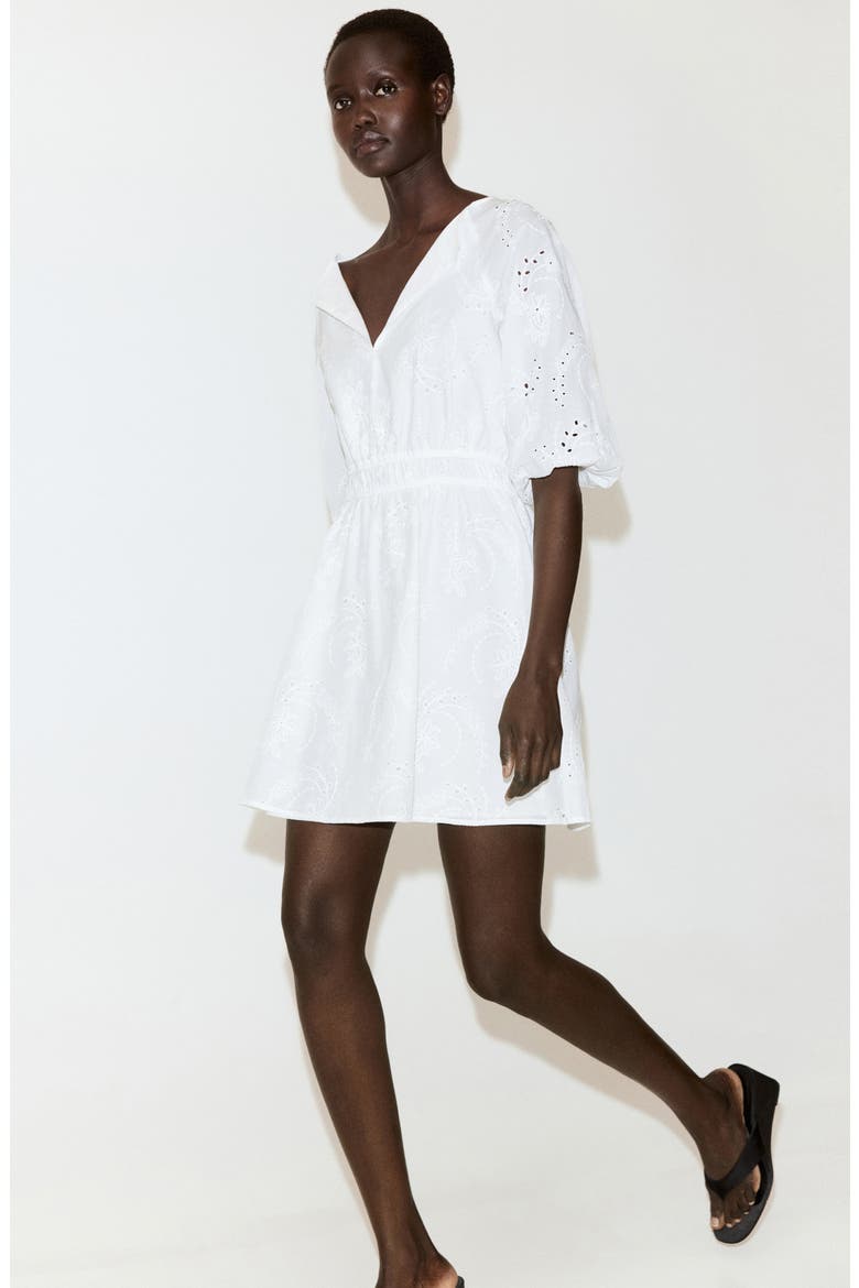 Floral Embroidered Cotton Minidress