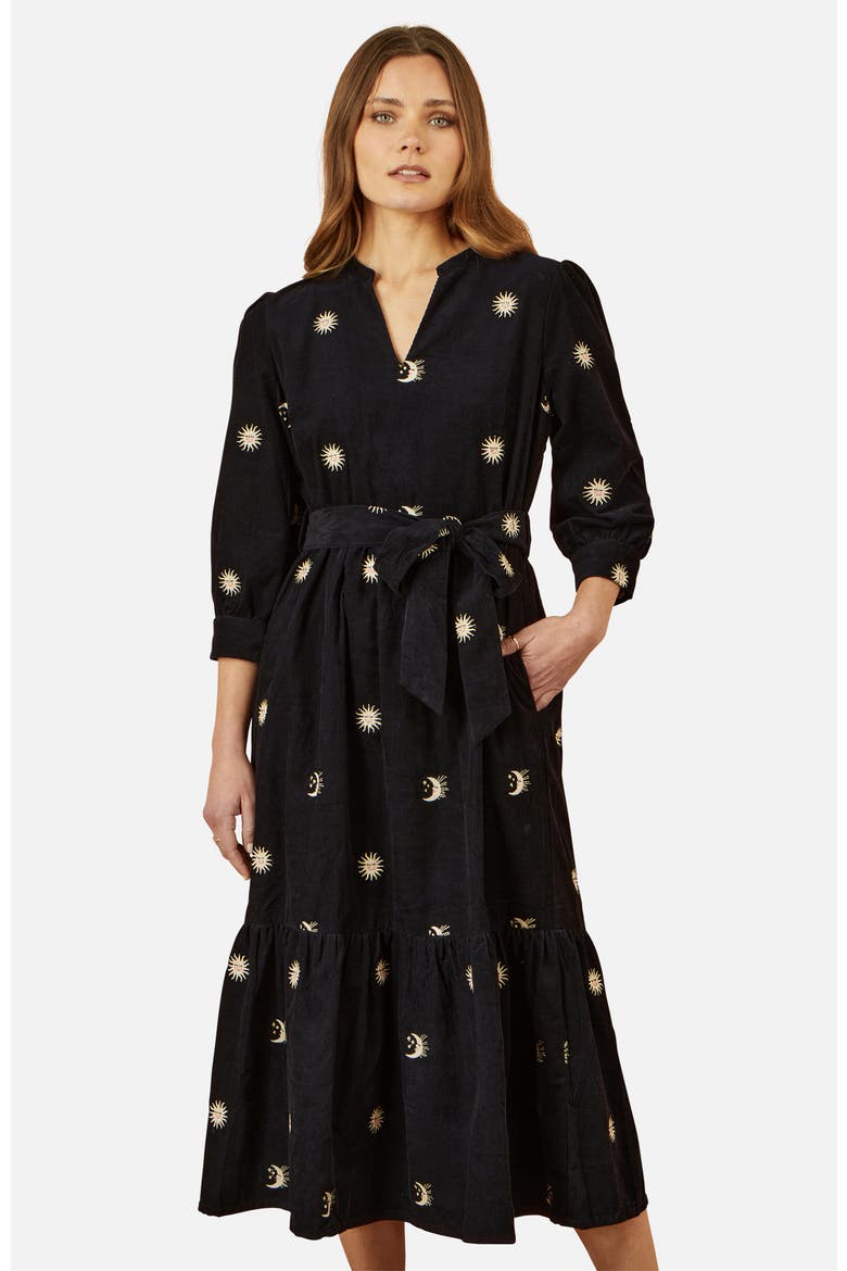 Cosmic Embroidery Cord Midi Shirt Dress