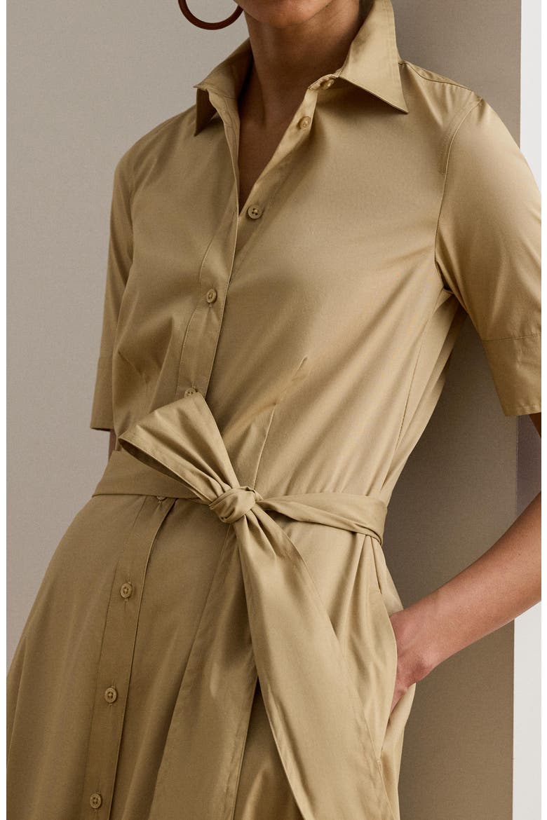 Belted Cotton Blend Shirtdress