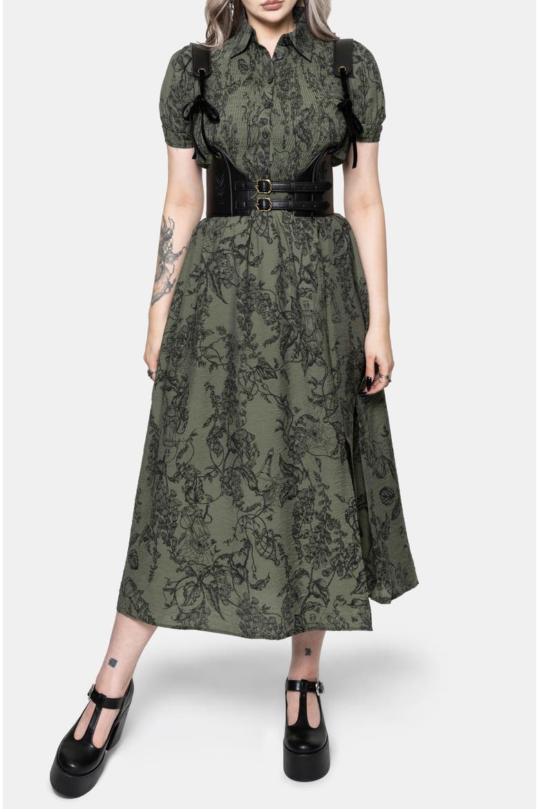 Orla Foxglove Print Shirred Midaxi Dress