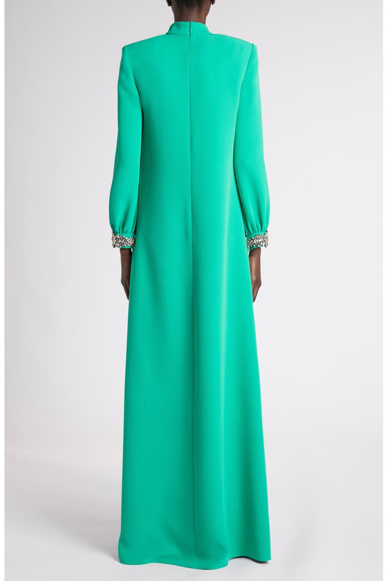Embellished Long Sleeve Silk Gown