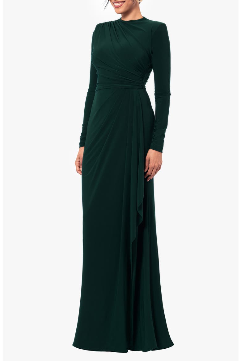 Side Ruffle Long Sleeve Gown