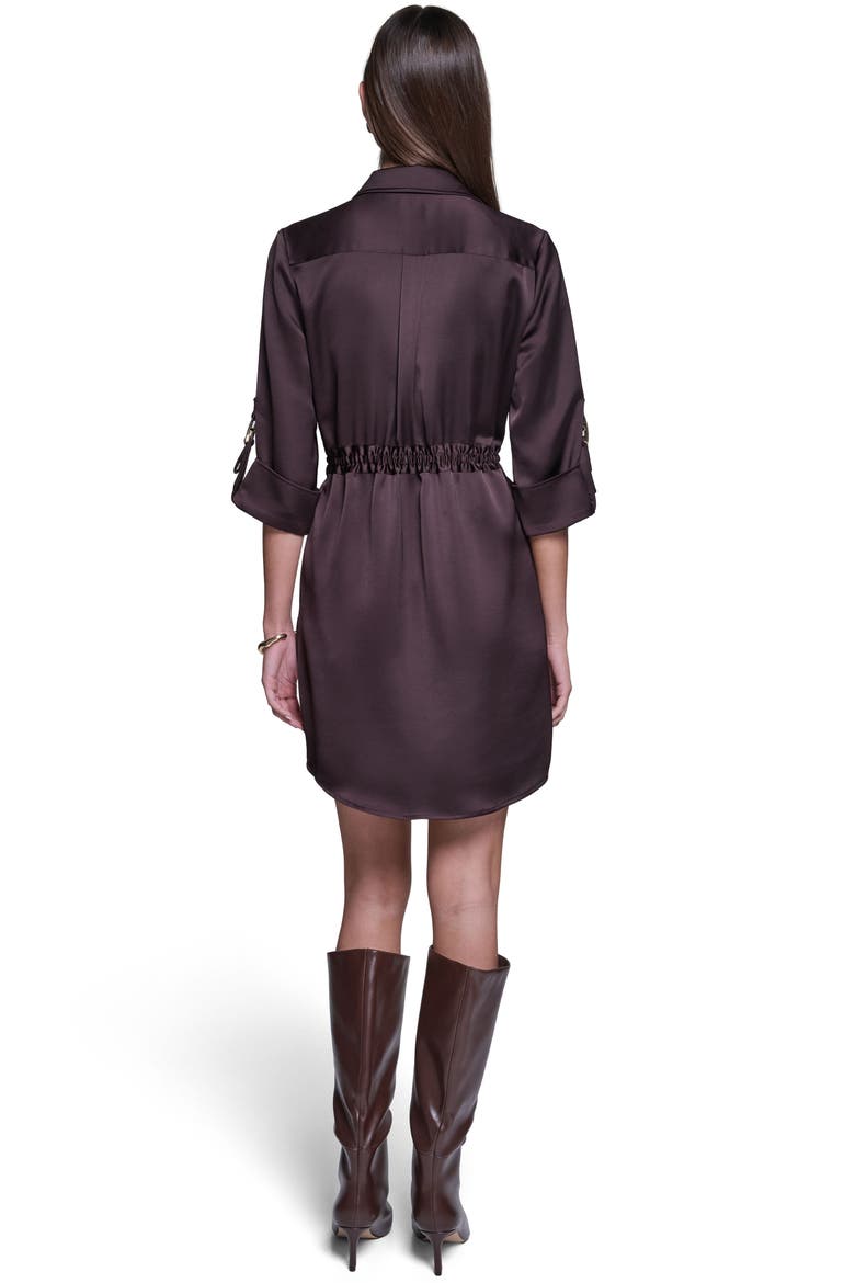 3/4 Sleeve Satin Shirt Dress