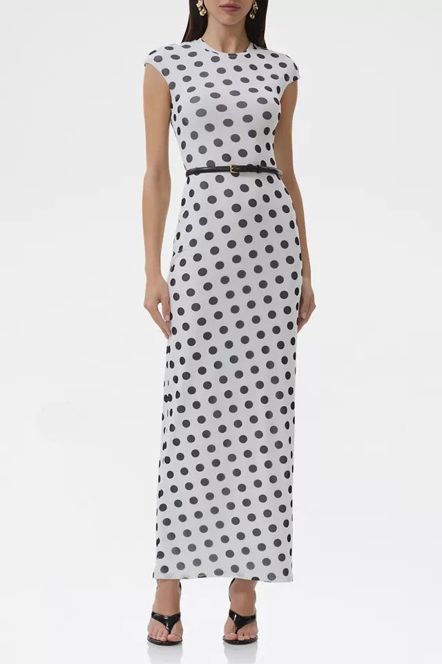 AFRM Cody Blanc Dot Mesh Cap Sleeve Maxi Dress - Image 1