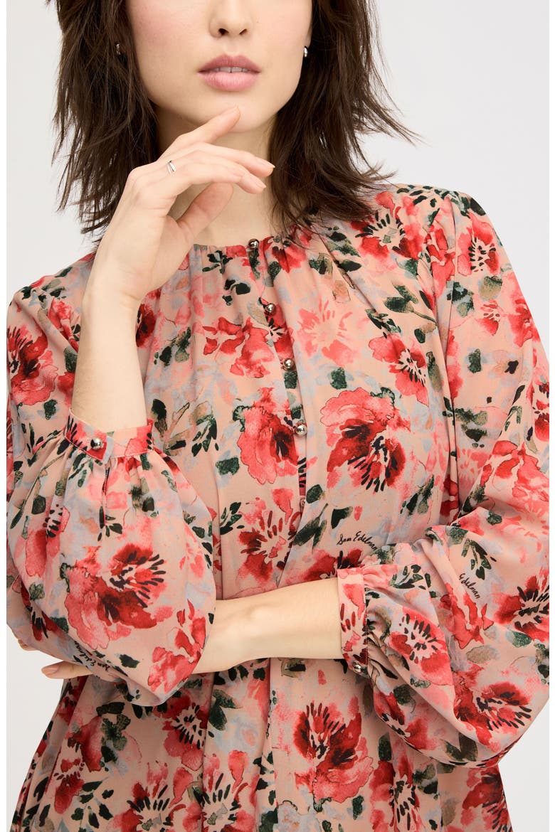 Floral Long Sleeve Shift Minidress