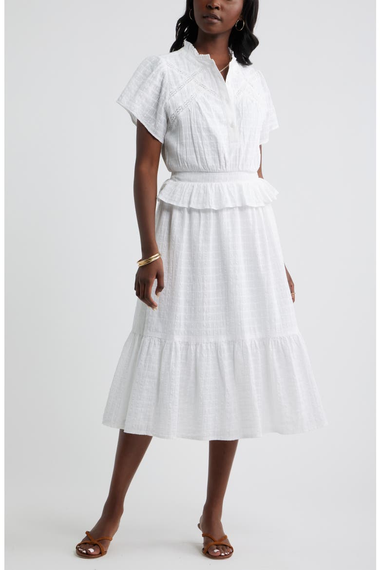 Lace Trim Peplum Midi Dress