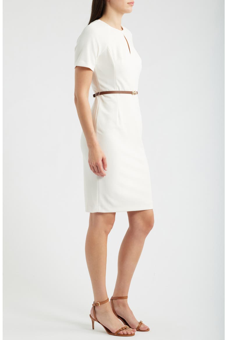 Keyhole Belted Sheath Dress
