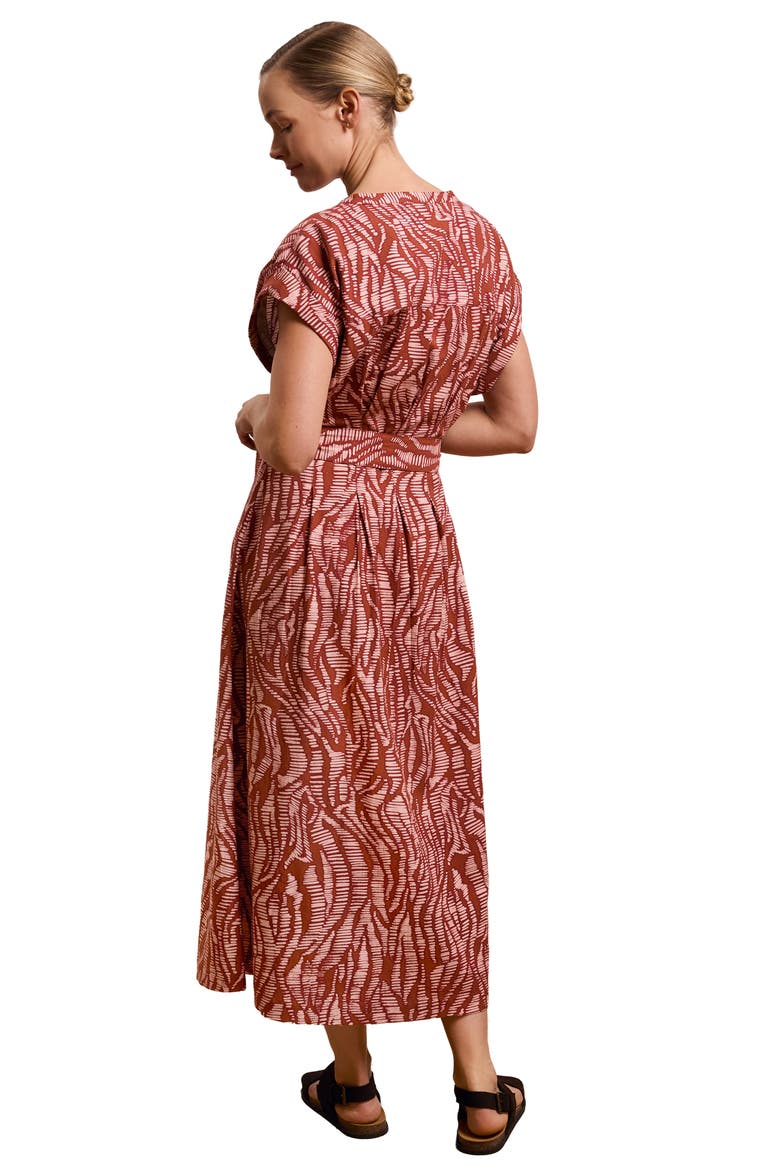 Tie Waist Relaxed V-Neck Midi Dress