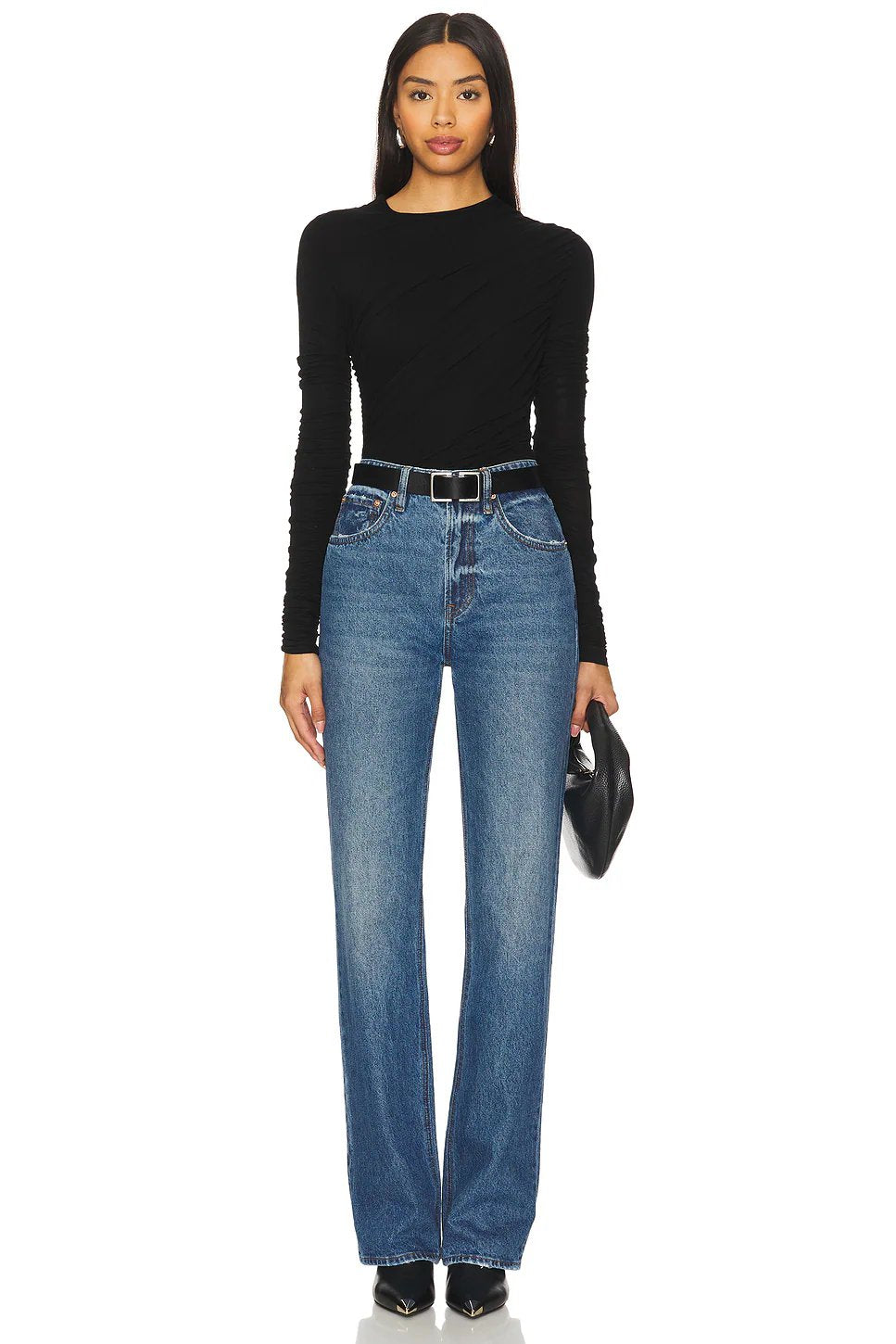 AGOLDE Tania Twist Tee in Black - Image 4