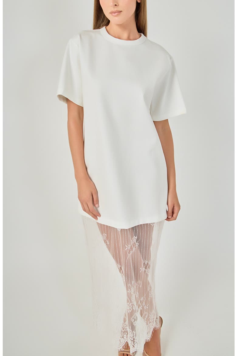 Mixed Lace T-Shirt Midi Dress
