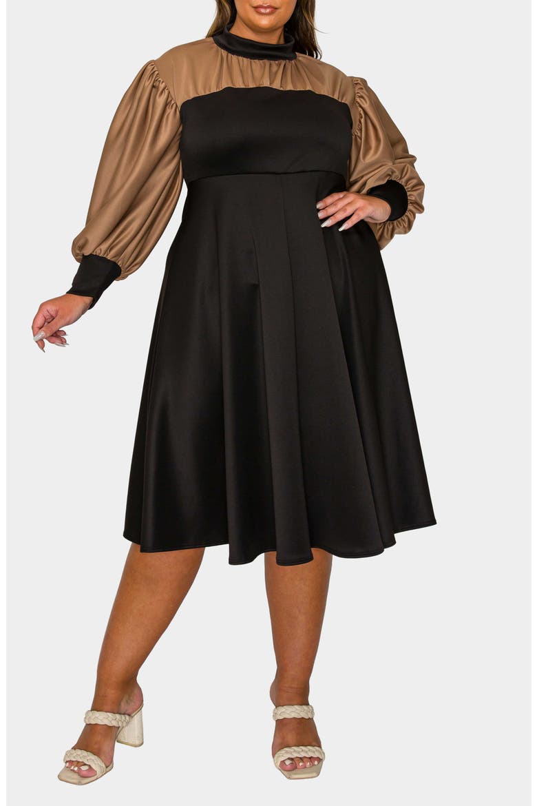 Calissa Colorblock Fit & Flare Dress