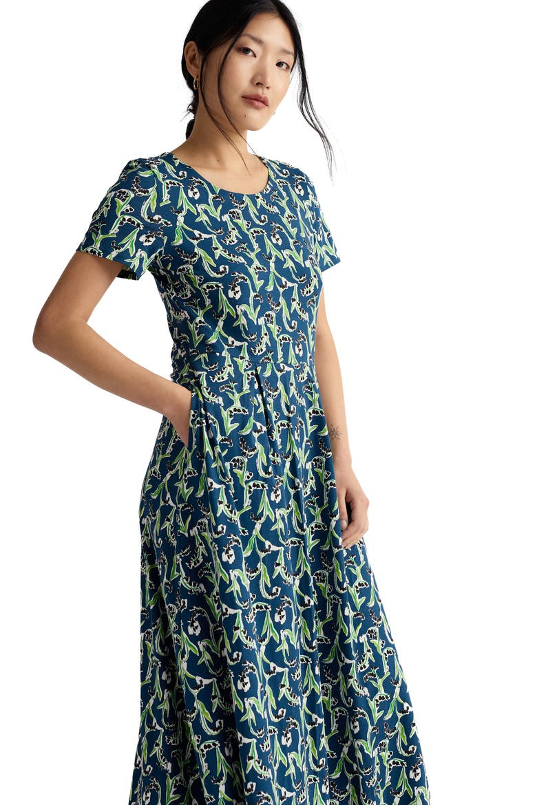 Veronica Print Stretch Organic Cotton Jersey Midi Dress