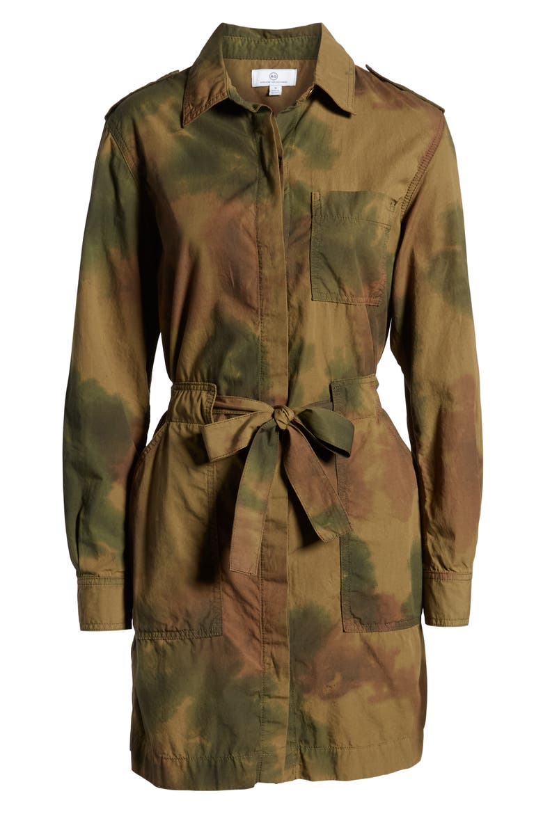Justine Watercolor Camo Long Sleeve Cotton Shirtdress