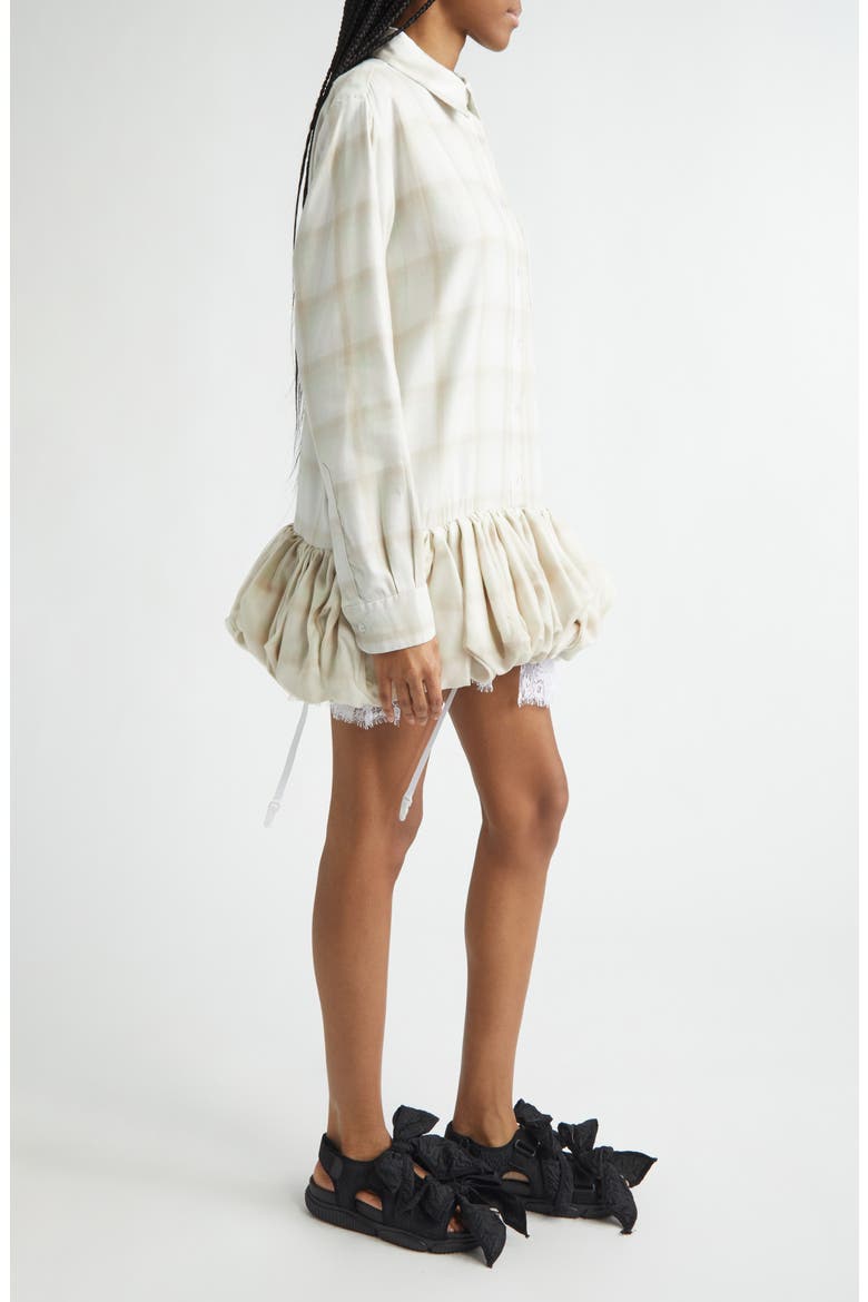 Valerian Plaid Long Sleeve Bubble Hem Mini Shirtdress