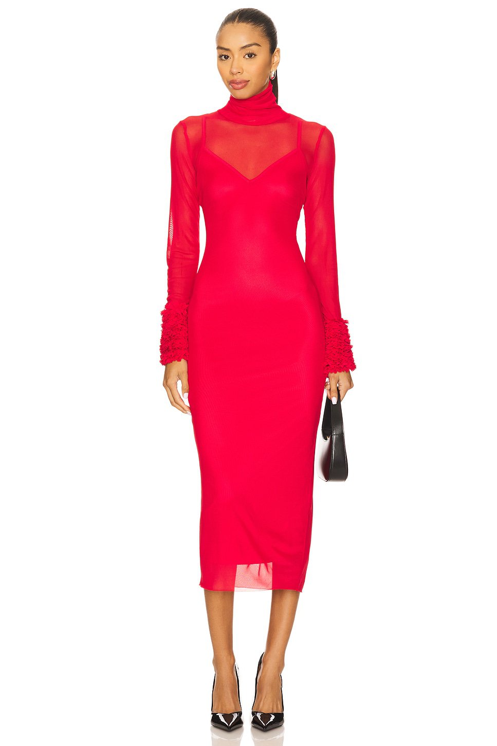 AFRM Ariel Midi Dress in Kiss Red - Image 1