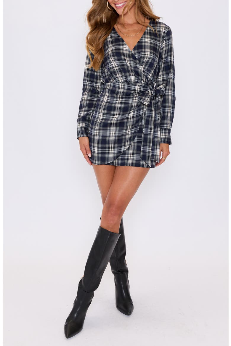 Collette Wrap Front Long Sleeve Mini Shirtdress