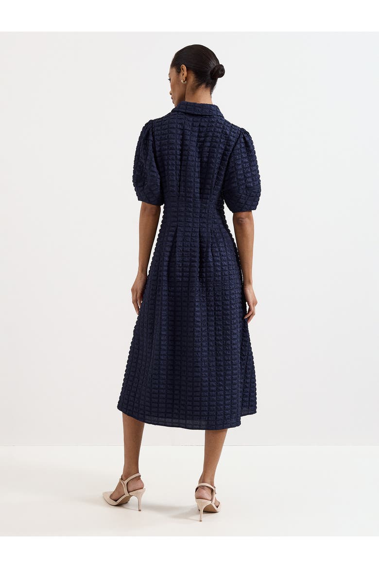 Yasmine Textured Puff Sleeve Midi Dress