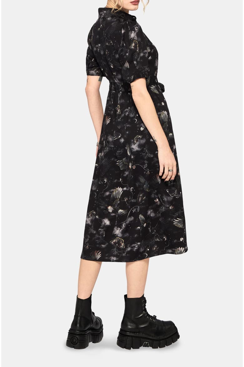 Crimson Magpie And Moth Midi Shirt Dress