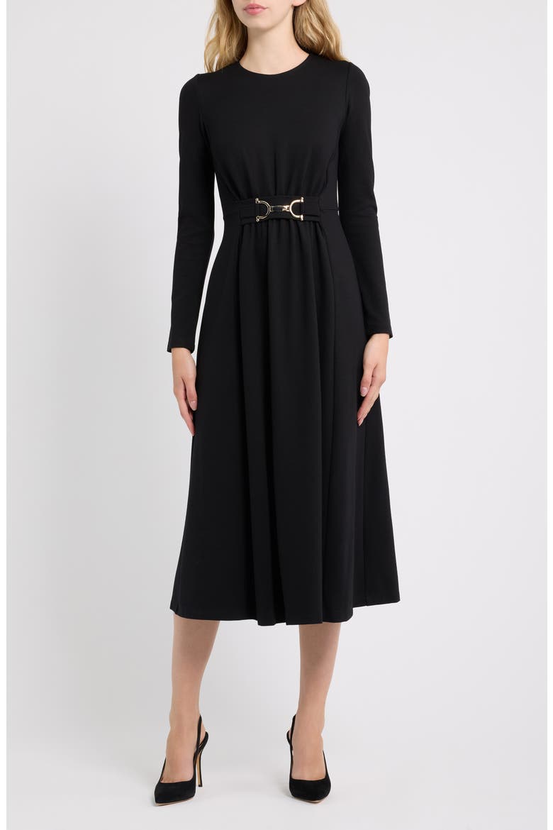 Long Sleeve Fit & Flare Midi Dress