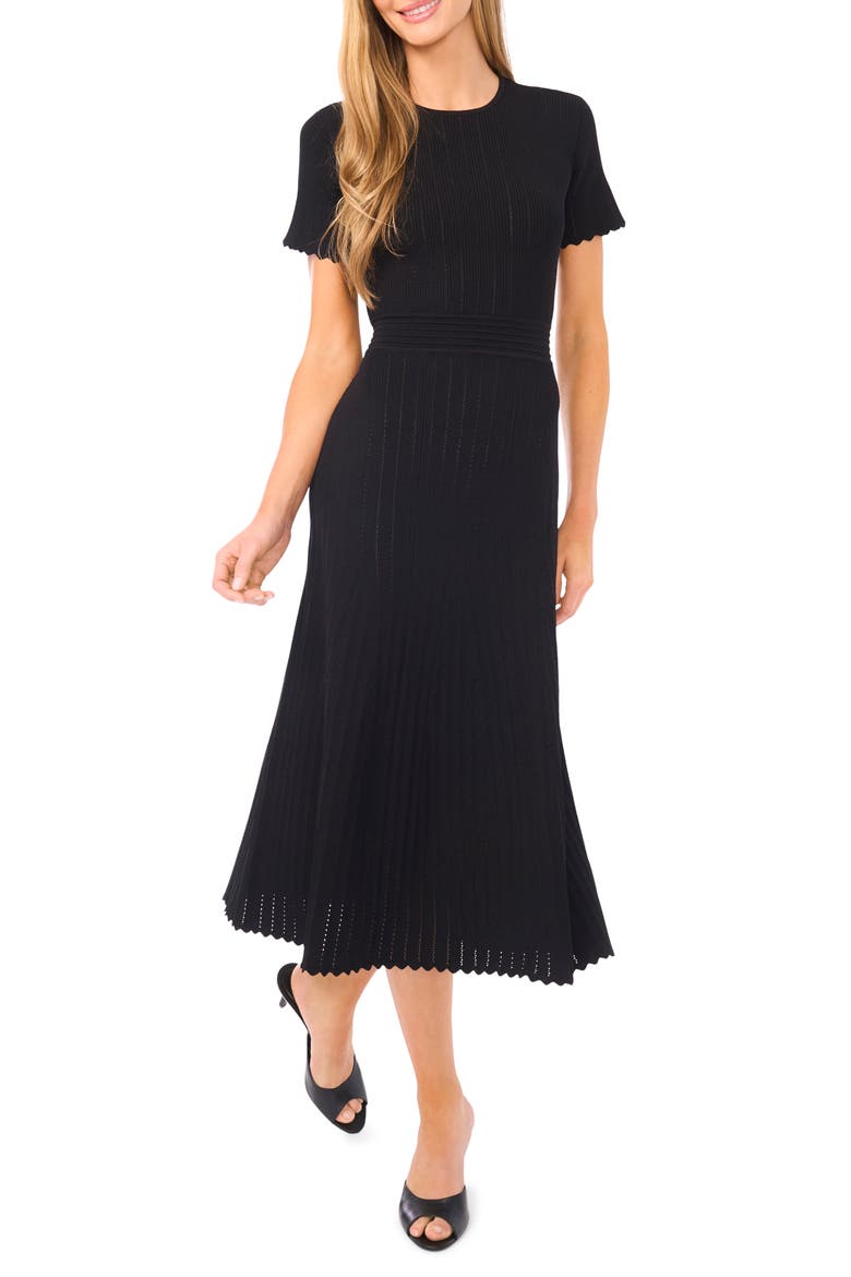 Pointelle Short Sleeve Midi Dress
