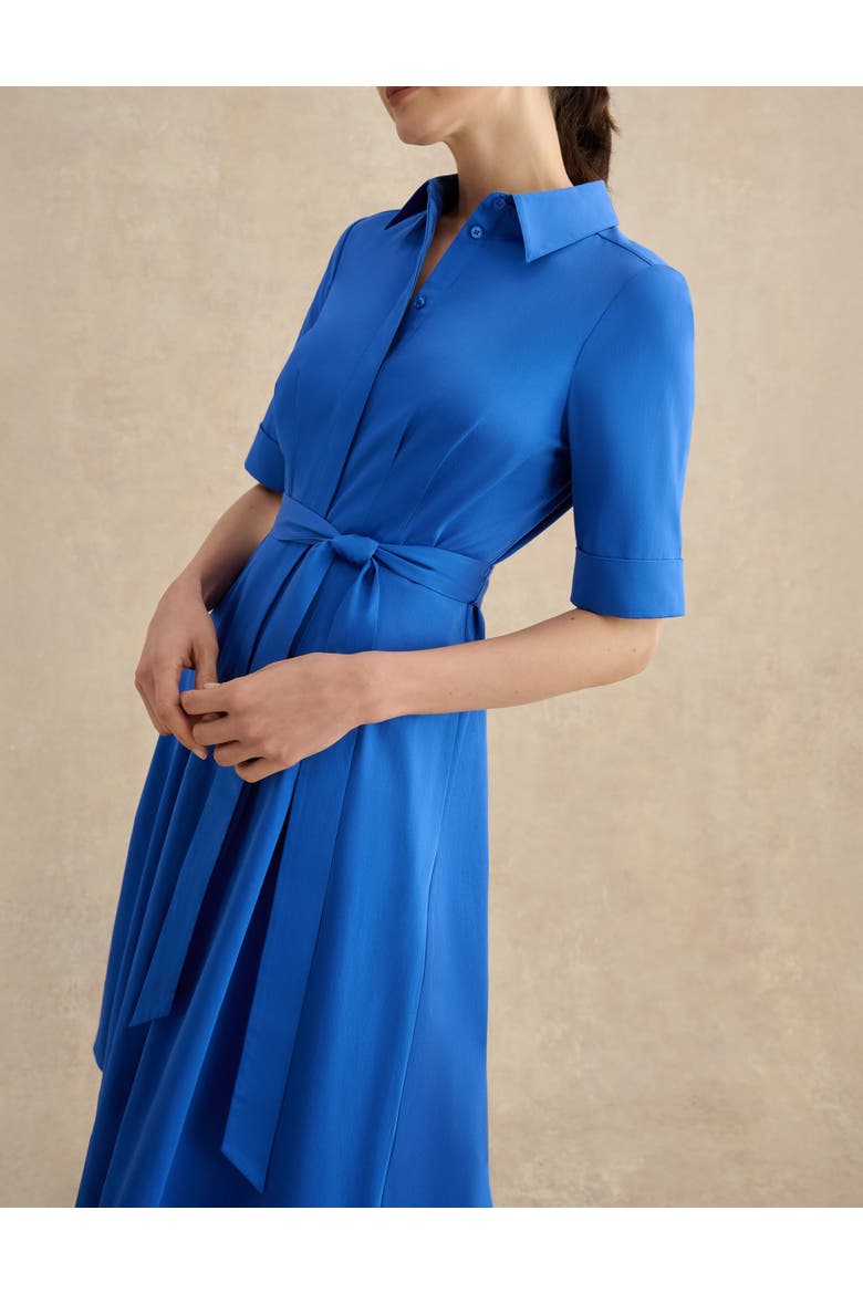 Brigitta Pleated Tie Belt Shirt Dress