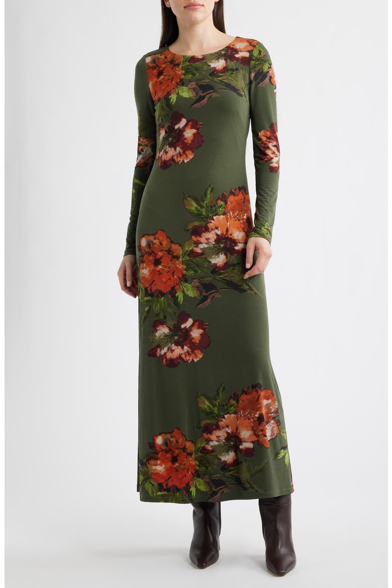 Placed Floral Long Sleeve Dress