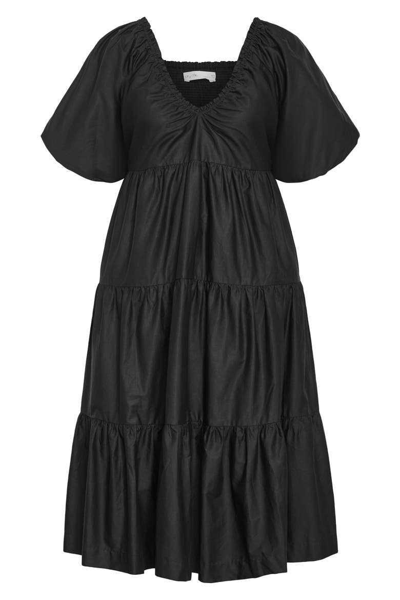 Fantasy Tiered Puff Sleeve Midi Dress