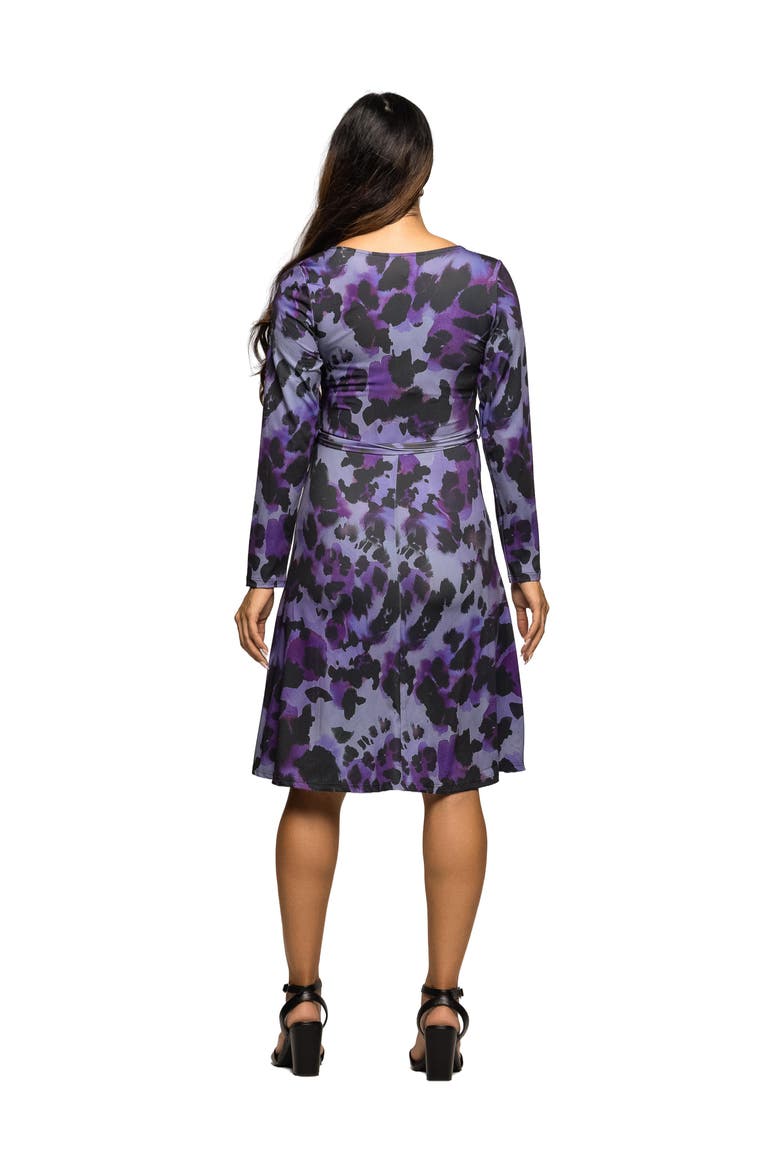Long Sleeve Wrap Dress with Belt in Print
