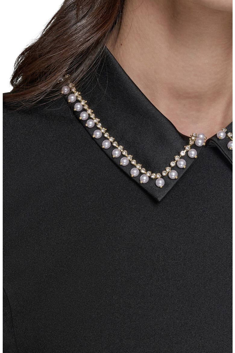 Faux Pearl Detail Crepe Fit & Flare Minidress